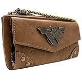 Wonder Woman DC Estrellas & Rayas Traje de Guerrera Emblema Cartera Clutch Bolsillo para Monedas & Tarjetero, Rojo
